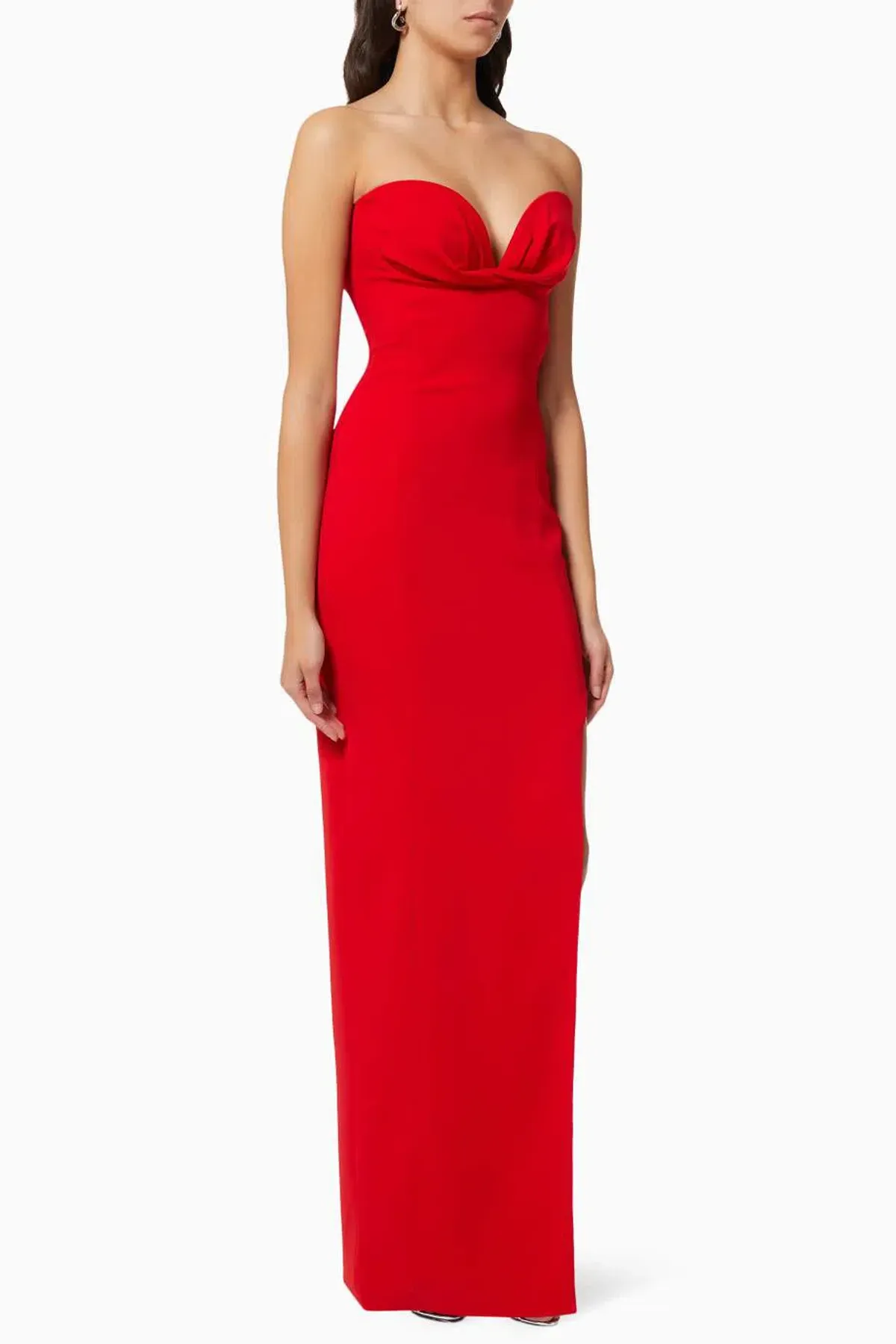 Monot Strapless Side-Slit Crepe Gown Red Size 6 - Image 2