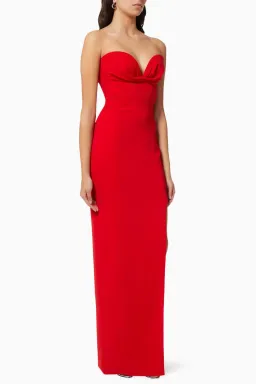 Monot Strapless Side-Slit Crepe Gown Red Size 6 for rent on The Volte - image 2