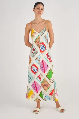 Oroton Ticket Print Slip Dress Print Size 8 for rent on The Volte - image 1