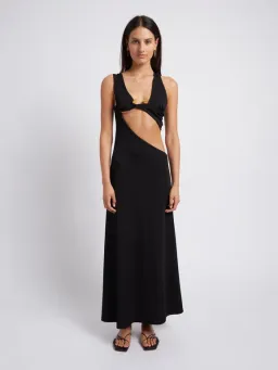 Christopher Esber Underbust Quartz Split Ruched Dress Black Size 8  for rent on The Volte - image 1