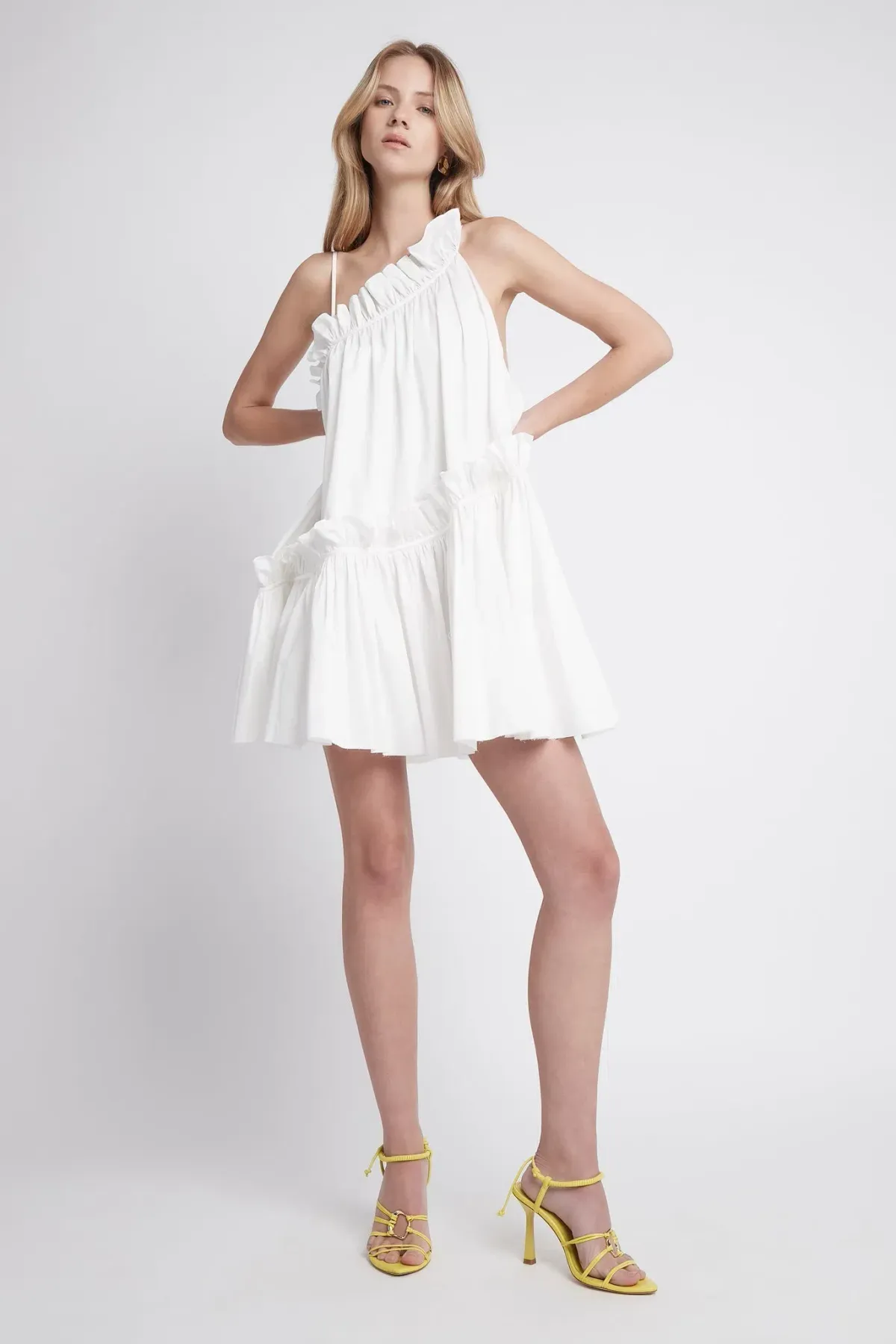 Aje Romance Asymmetric Mini Dress Ivory Size 8  - Image 1