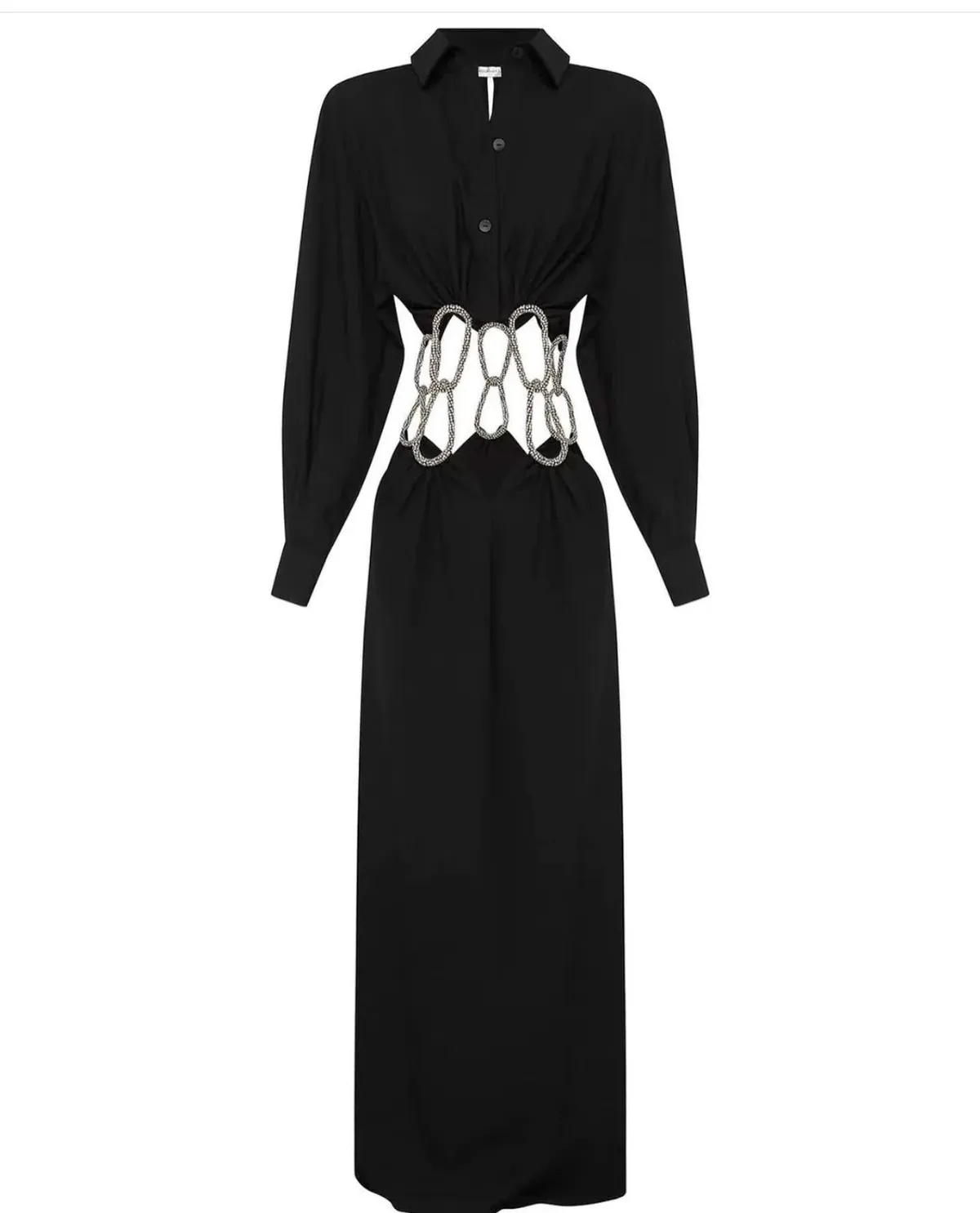 Christopher Esber Pendulant Crystal Linked Long Sleeve Dress Black Size 6  - Image 2