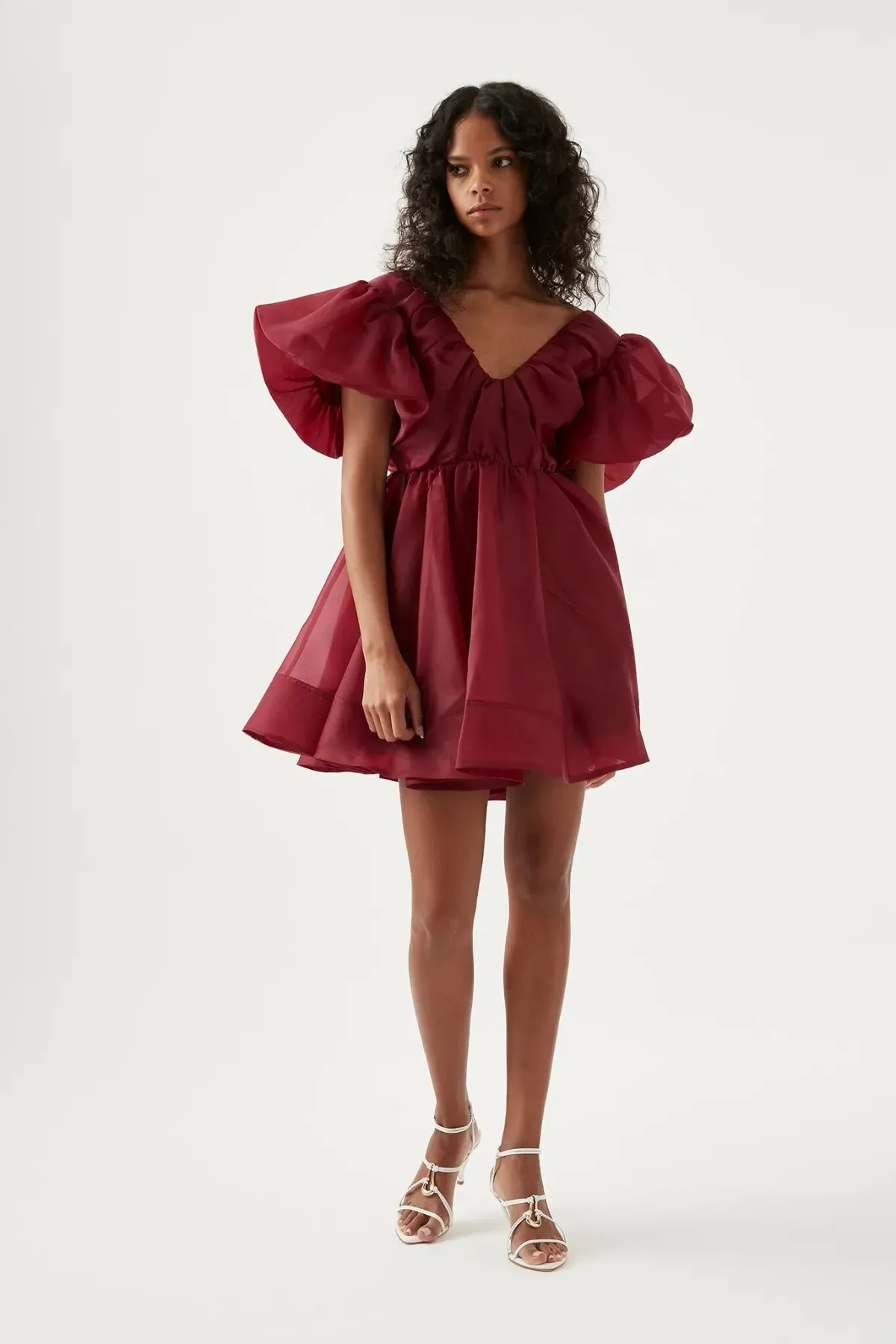 Aje Gretta Organza Mini Dress Burgundy Size 8  - Image 1