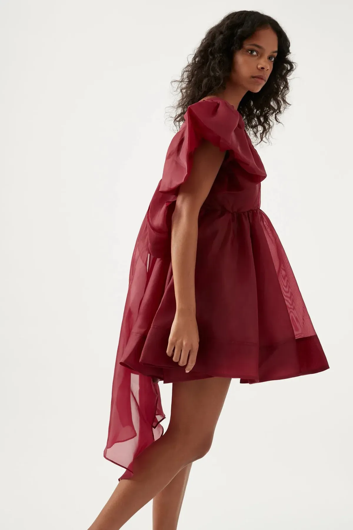 Aje Gretta Organza Mini Dress Burgundy Size 8  - Image 3