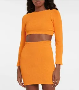 Hunza G Celeste Top and Mini Skirt Set Mango Sorbet One Size for rent on The Volte - image 4