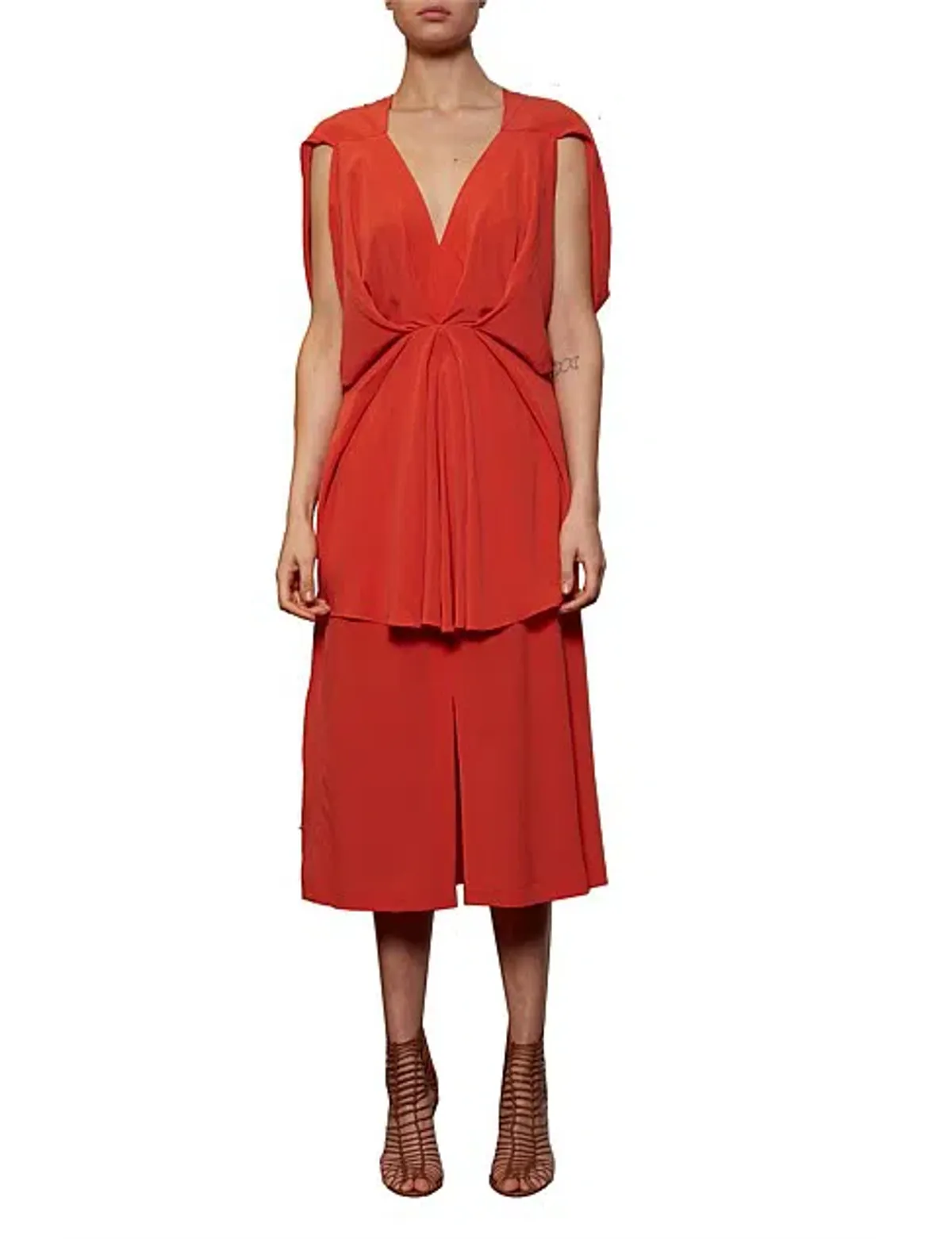 KITX Nature Cape Silk Dress in Melon Size 8 - Image 1