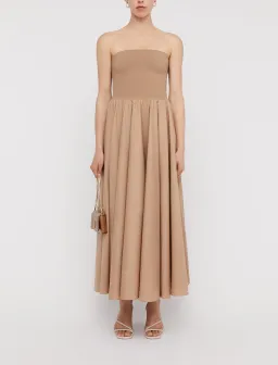 Scanlan Theodore Crepe Knit Cotton Strapless Dress Nude Size 6 for rent on The Volte - image 1