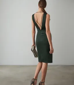 Reiss Karina Cross Back Cocktail Dress Green Size 6 for rent on The Volte - image 2