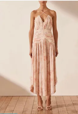 Shona Joy Faye Cross Front Midi Dress Floral Size 10 for rent on The Volte - image 1