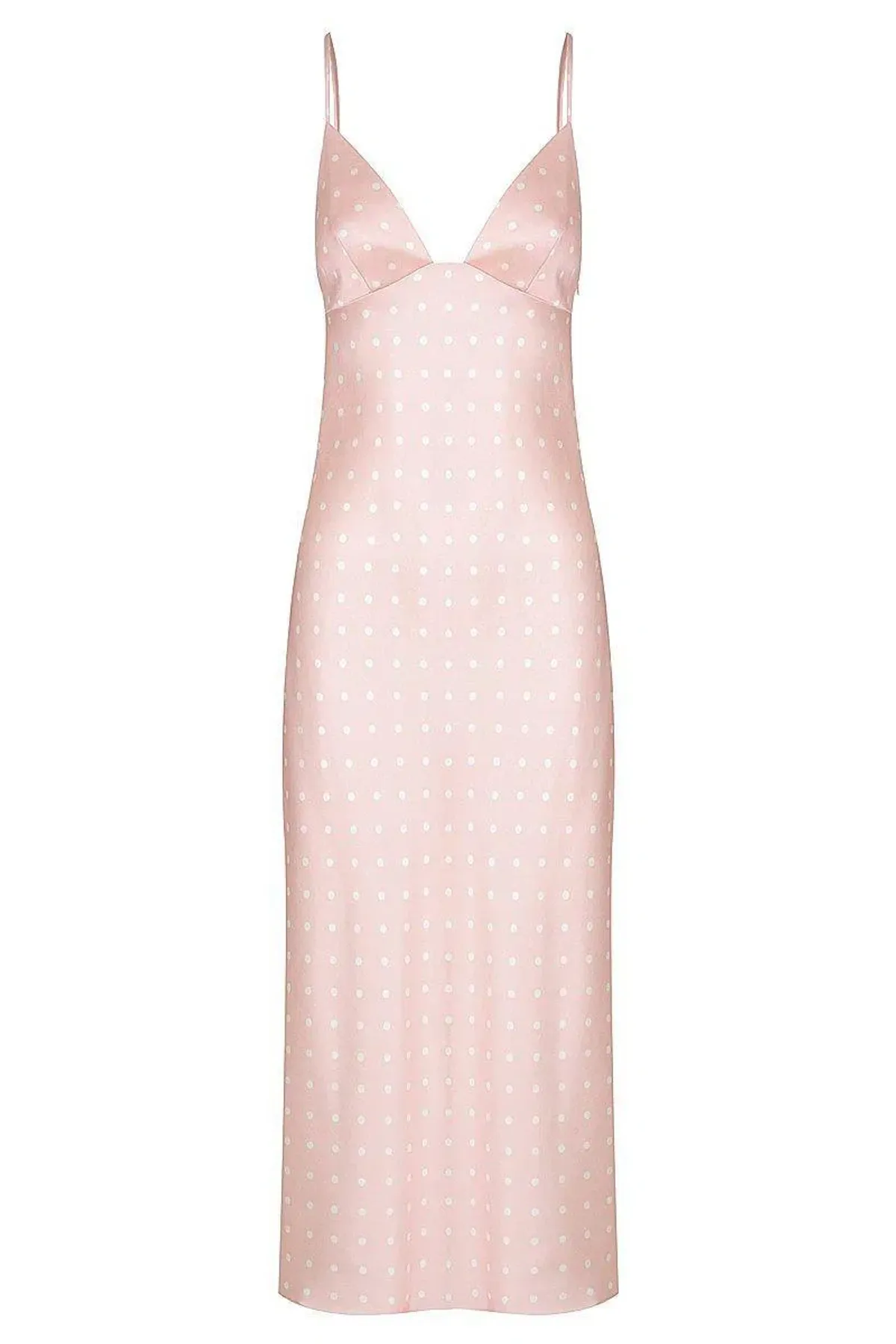 Shona Joy Bias Slip Midi Dress in Strawberry/Cream Spot Size 10 - Image 3