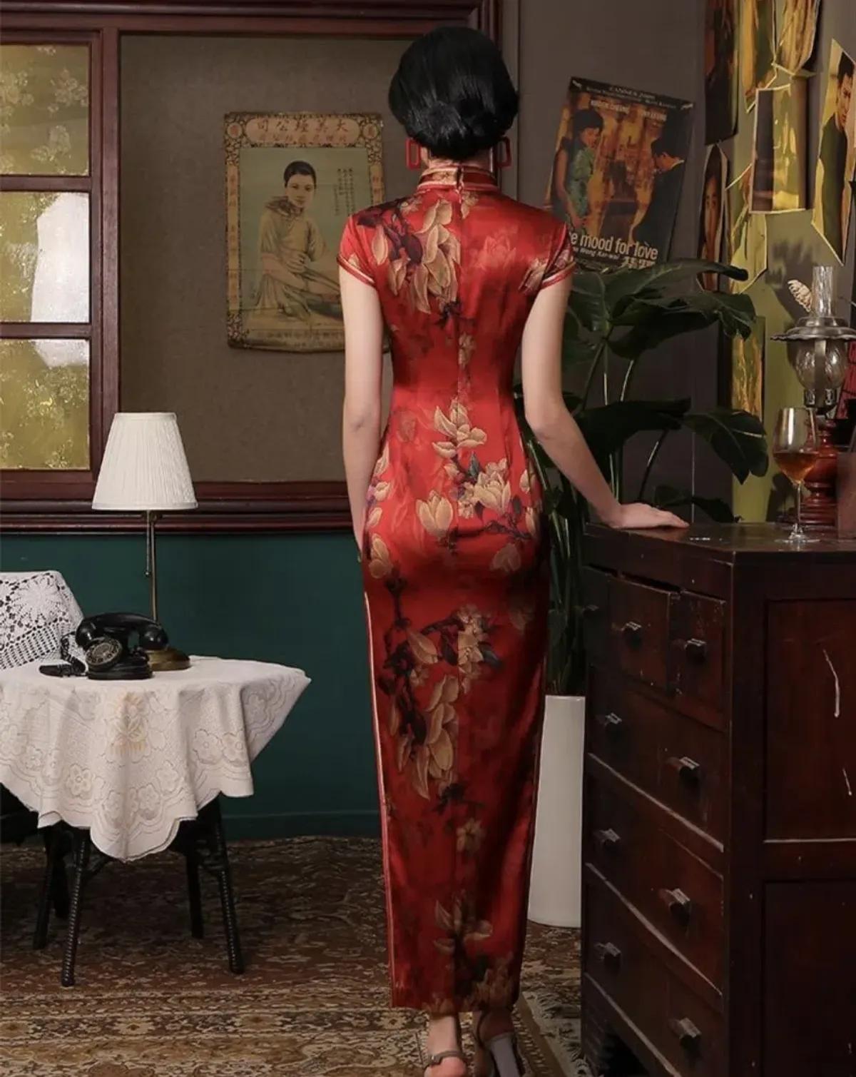 Beth & Brian Qipao 19 Mome Silk High End Long Qipao Mulberry Floral Size M / Au 8 - Image 2