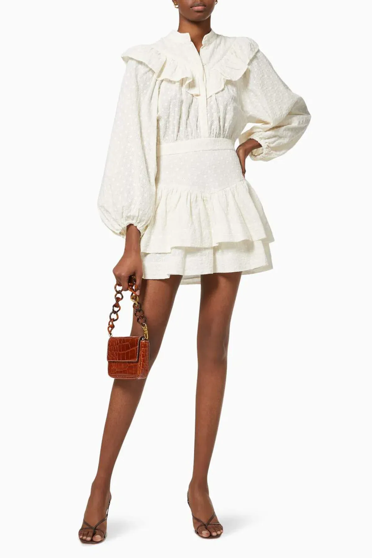 Shona Joy Magnolia Frill Mini Dress Cream Size 12 - Image 1