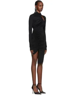 Mugler Swirling Mini Dress Black Size 6 for rent on The Volte - image 2