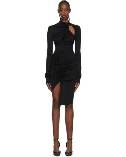 Mugler Swirling Mini Dress Black Size 6 for rent on The Volte - image 1