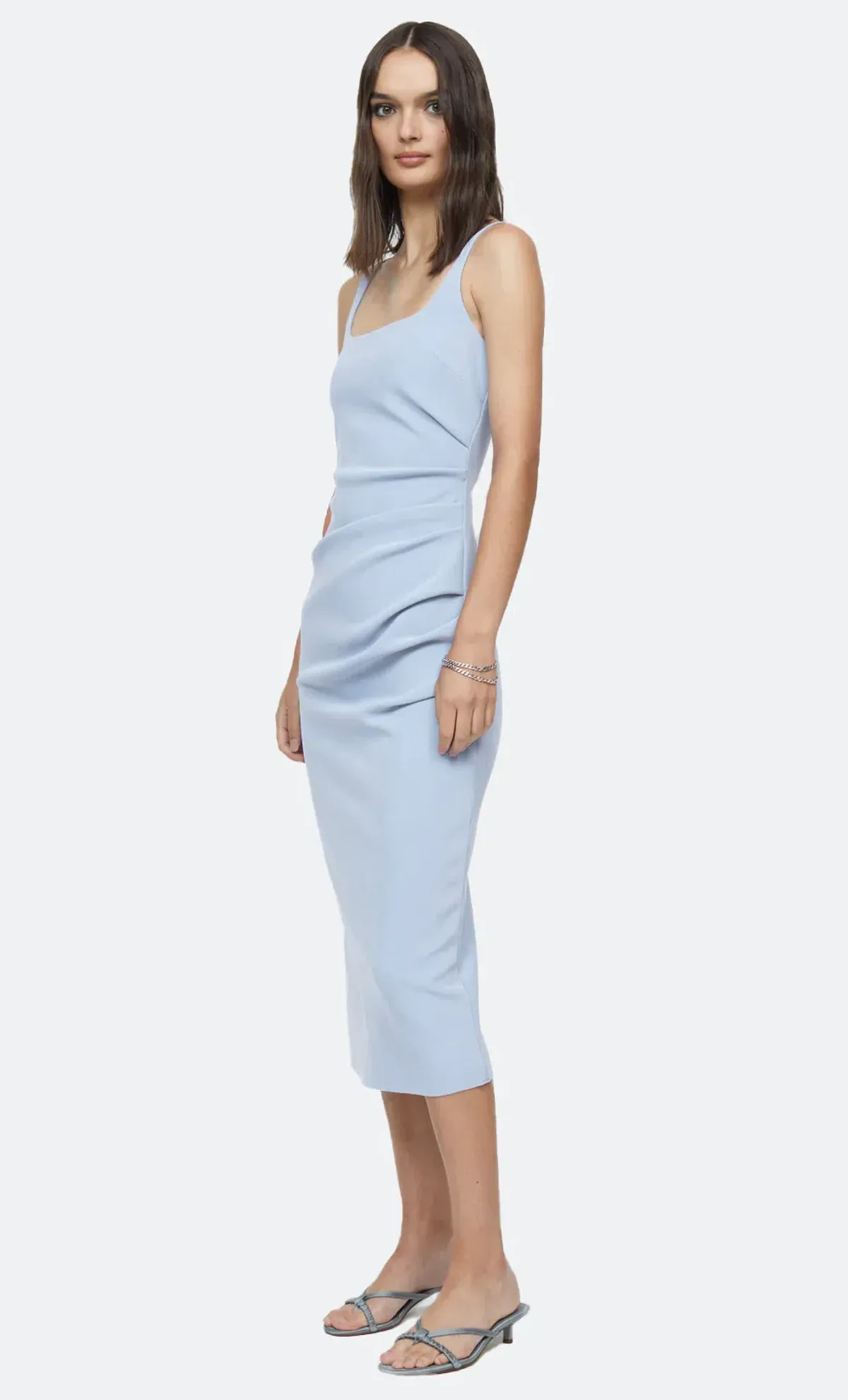 Bec & Bridge Karina Tuck Midi Dress Powder Blue Size 8 - Image 2