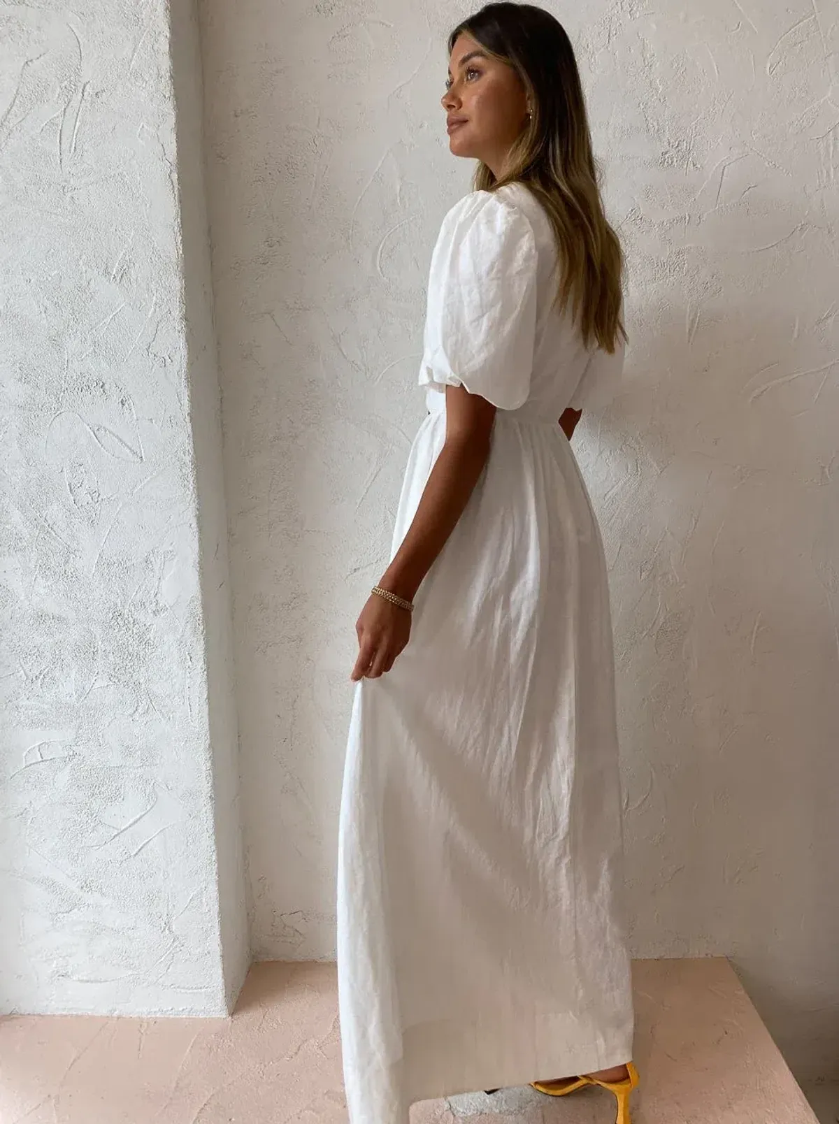 By Nicola Dahlia Ring Detail Maxi Dress in White Size 8 - Image 5