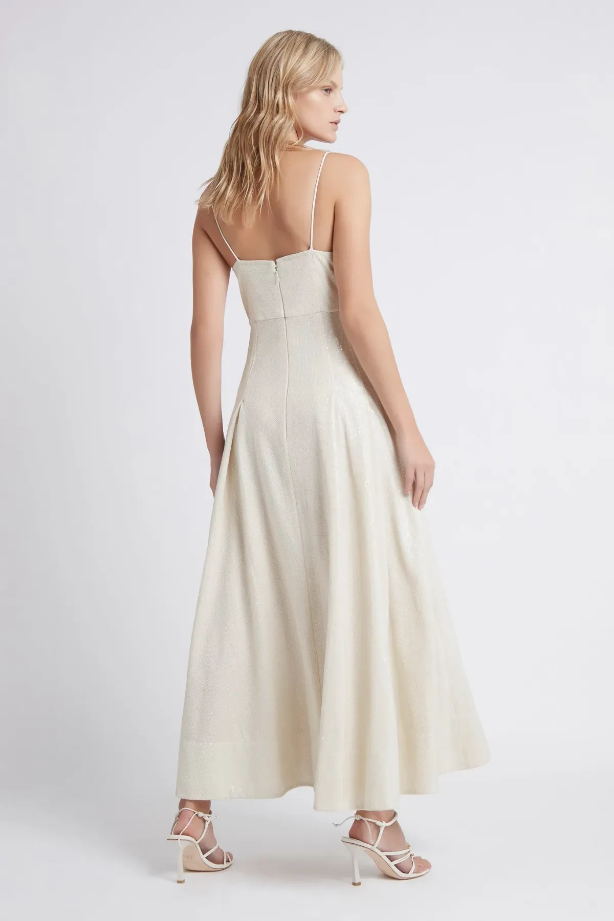 Aje Idyllic Strappy Sequin Midi Dress Ivory Size 14 - Image 3
