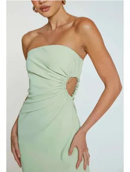 By Johnny Selena Strapless Midi Dress Avocado Green Size 8 / S for rent on The Volte - image 2