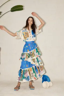 Alemais Soleil Oversized Shirt and Ruffle Skirt Set Print Size 14 for rent on The Volte - image 1