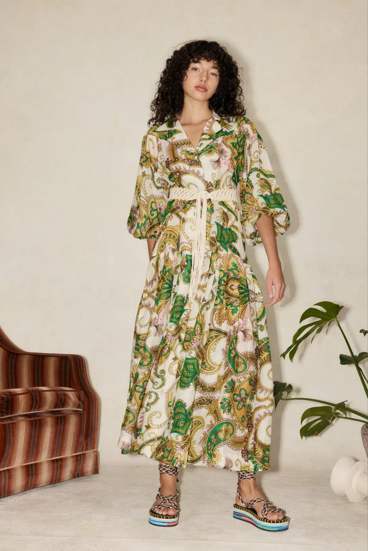 Alemais Octavia V Neck Shirt Dress Print Size 12 - Image 1