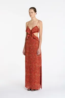 Sir the Label Allegra Frill Maxi Dress Print Size 1/AU 8 for rent on The Volte - image 1
