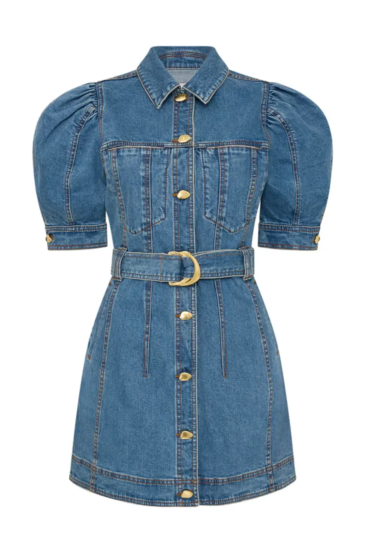 Aje Adrianna Puff Sleeve Mini Dress Blue Size 8 - Image 2