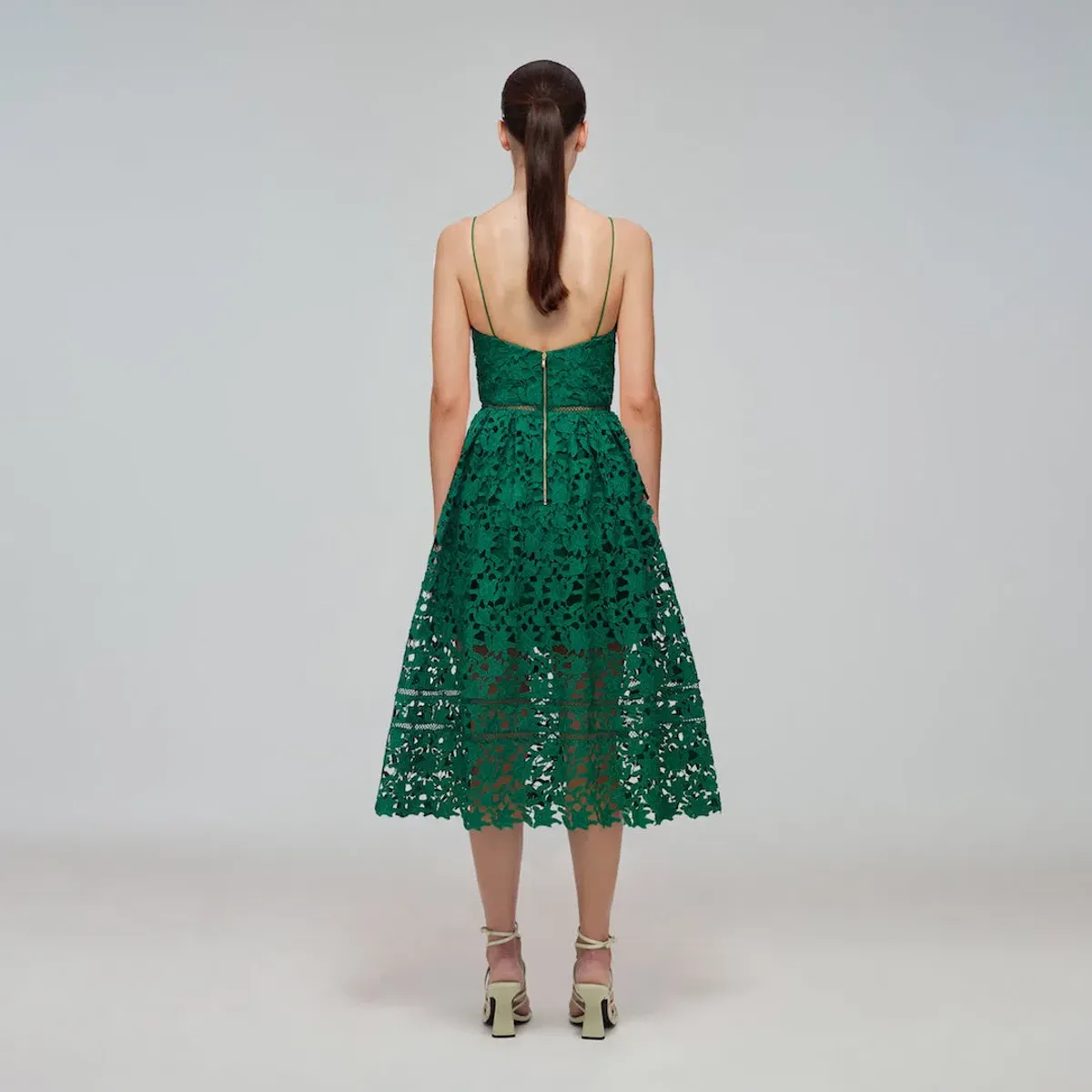 Self Portrait Azalea Midi Dress Emerald Green Size 14 - Image 2