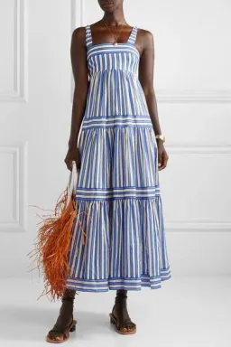Zimmermann Pattie Striped Maxi Tie Dress Blue Size 6 for rent on The Volte - image 2