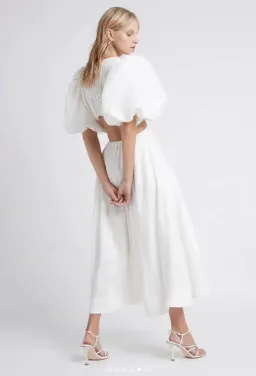 Aje Vanades Cut Out Ring Midi Dress Ivory Size 10 / M for rent on The Volte - image 2