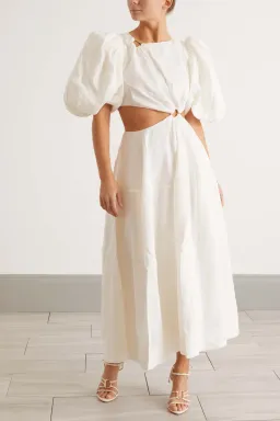 Aje Vanades Cut Out Ring Midi Dress Ivory Size 10 / M for rent on The Volte - image 1