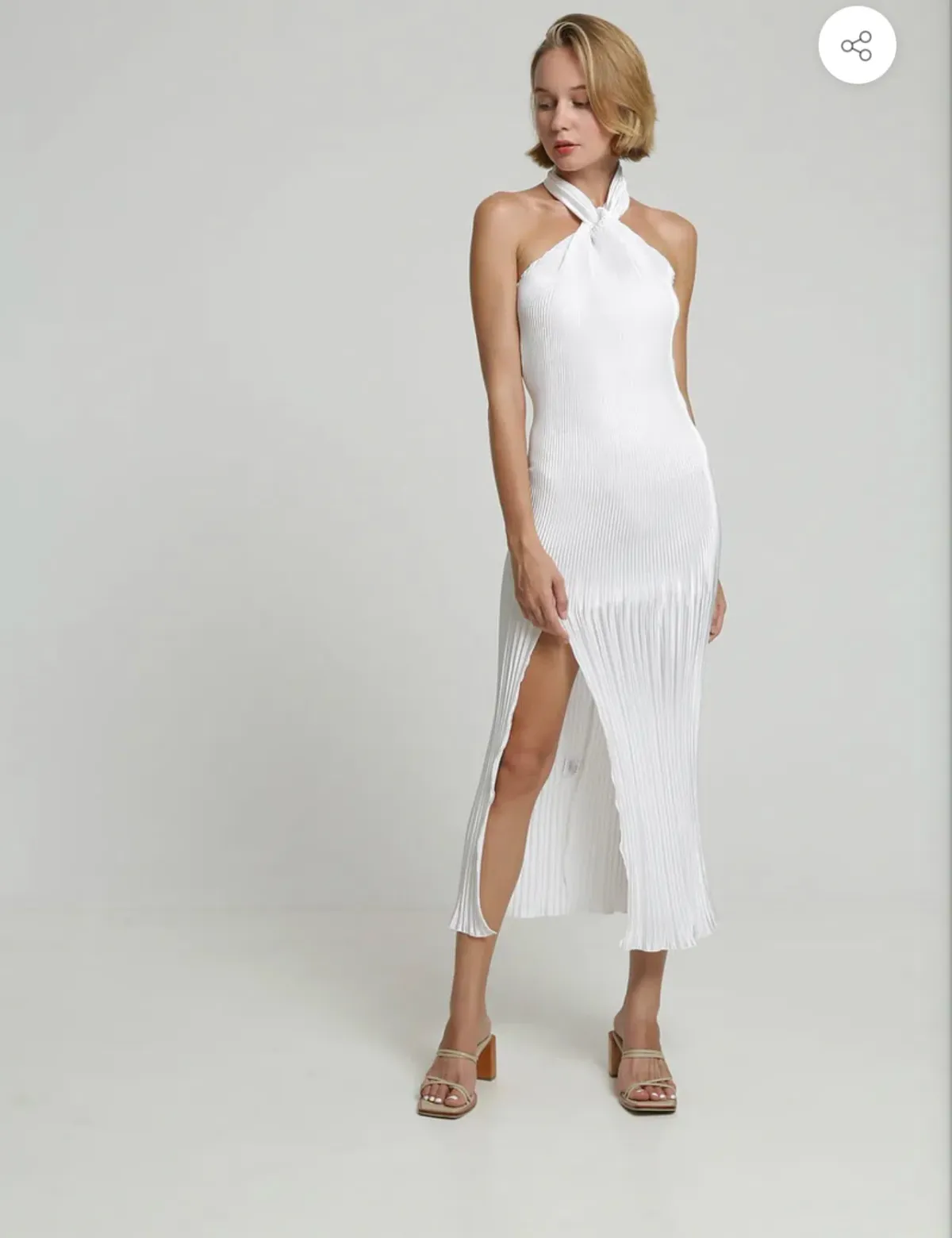 L’idee SOIREE PLEATED HALTER GOWN - BLANC size 8 - Image 1