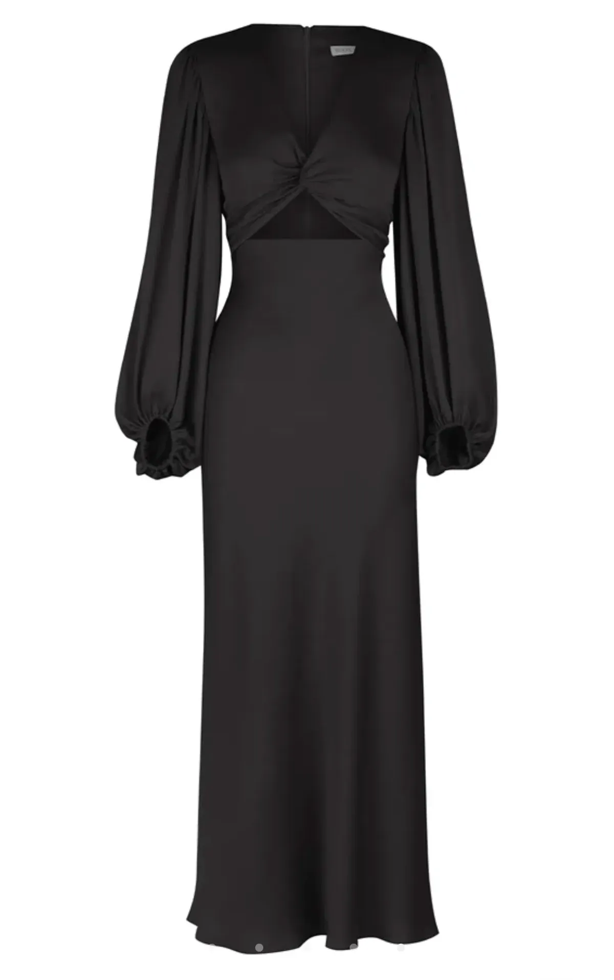 Shona Joy Luxe Twist Front Balloon Sleeve Midi Dress Black Size 6 / XS - Image 4