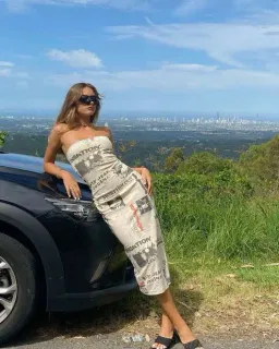 With Jean Frankie Midi Dress Read All About It Print Size S / Au 8 for rent on The Volte - image 3