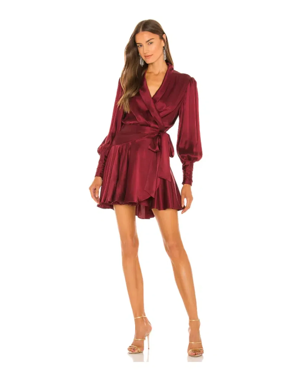Zimmermann Silk Wrap Mini Dress in Burgundy Size 2/AU 12 - Image 1