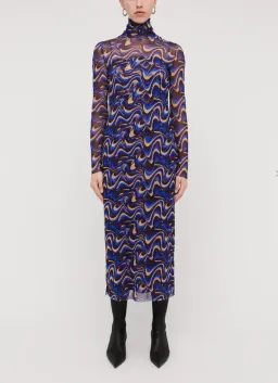 Scanlan Theodore Italian Wave Print Mesh Dress Print Size 6 for rent on The Volte - image 1