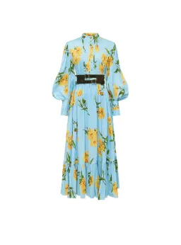 Leo Lin / Marguerite Bleu Silk Linen Dress / Bleu Flora / Size AU 12 for rent on The Volte - image 5