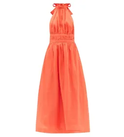 Zimmermann Shelly Halterneck Midi Dress Papaya Orange Size AU 6 for rent on The Volte - image 4