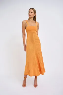 By Johnny Adelita Knit Midi Dress Orange Size 8 / S for rent on The Volte - image 1