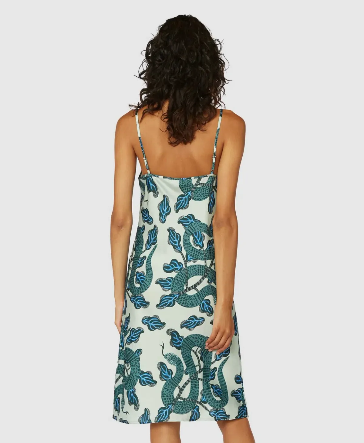 Gorman Slinky Slip Dress Midi Turquoise Snakes Print Size 10 - Image 4