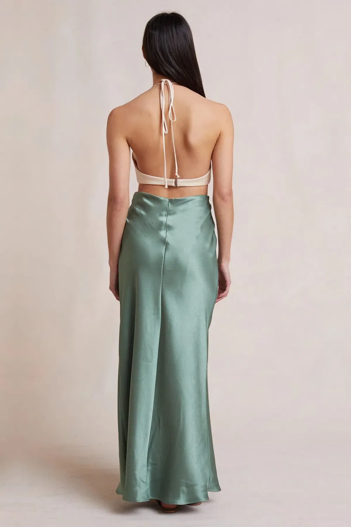 Bec & Bridge Carrie Halter Dress White/Green Size 6 - Image 3