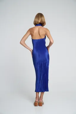 Lidee Soiree Halter Midi Dress in Blue Size 10 for rent on The Volte - image 2
