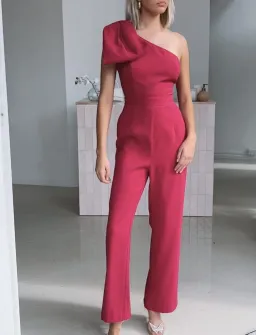 Sheike Jumpsuit Ft. A Statement Bow Fairmont Jumpsuit Pink Size 6 for rent on The Volte - image 2