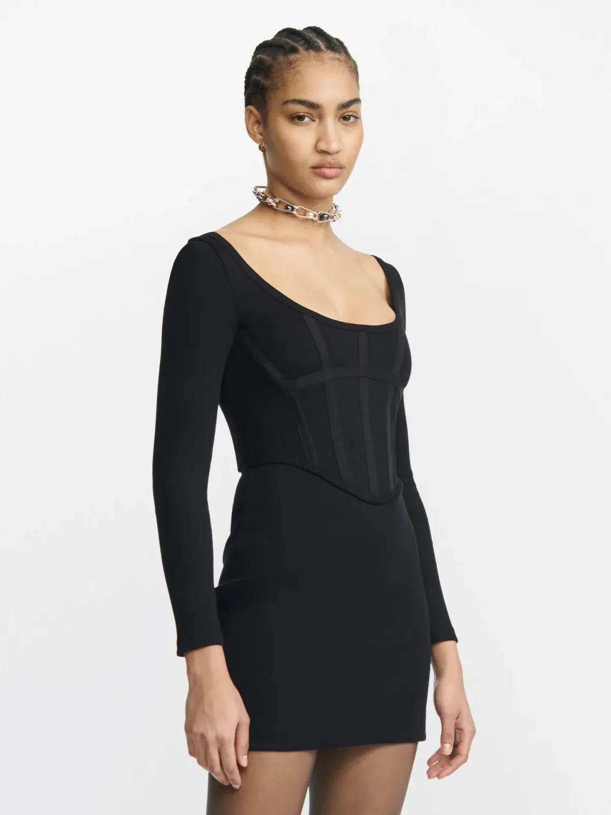 Dion Lee Rib Corset Mini Dress Black Size AU 10 - Image 3