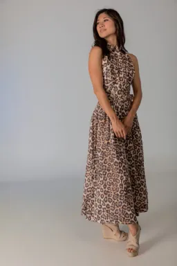 Zimmermann Bonita Belted Linen Halterneck Midi Dress Leopard Print Size 2 / Au 12 for rent on The Volte - image 4