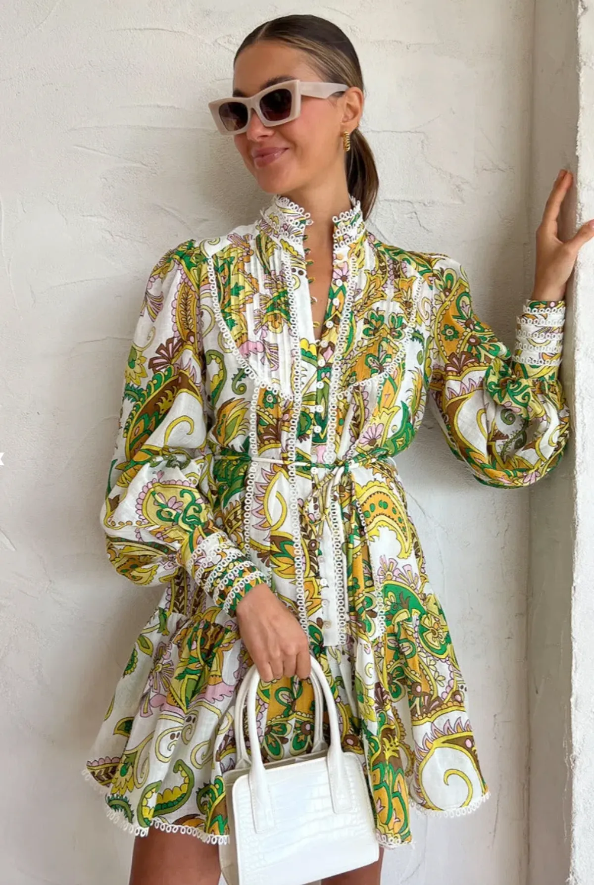 Alemais Octavia Ruffle Mini Dress Green Size 8 - Image 2