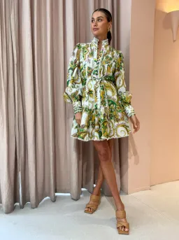 Alemais Octavia Ruffle Mini Dress Green Size 8 for rent on The Volte - image 1