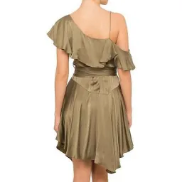 Zimmermann Sueded Asymmetrical Wrap Mini Dress Khaki Size 1 / AU 10 for rent on The Volte - image 2