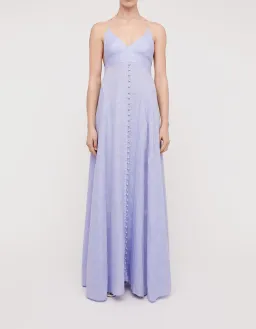 Scanlan Theodore Italian Linen Shoestring Dress Mauve Size 8 for rent on The Volte - image 1