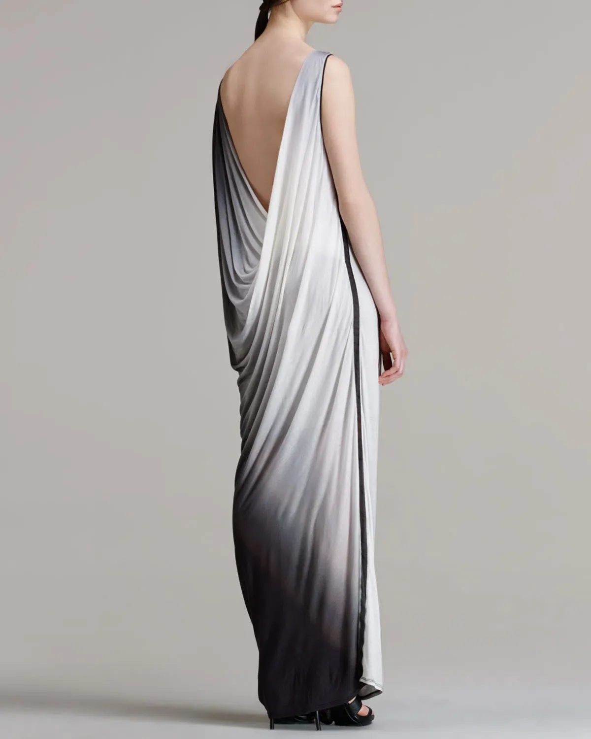 Helmut Lang Shadow Ombré Jersey Maxi Dress Grey Size S / Au 8 - Image 2