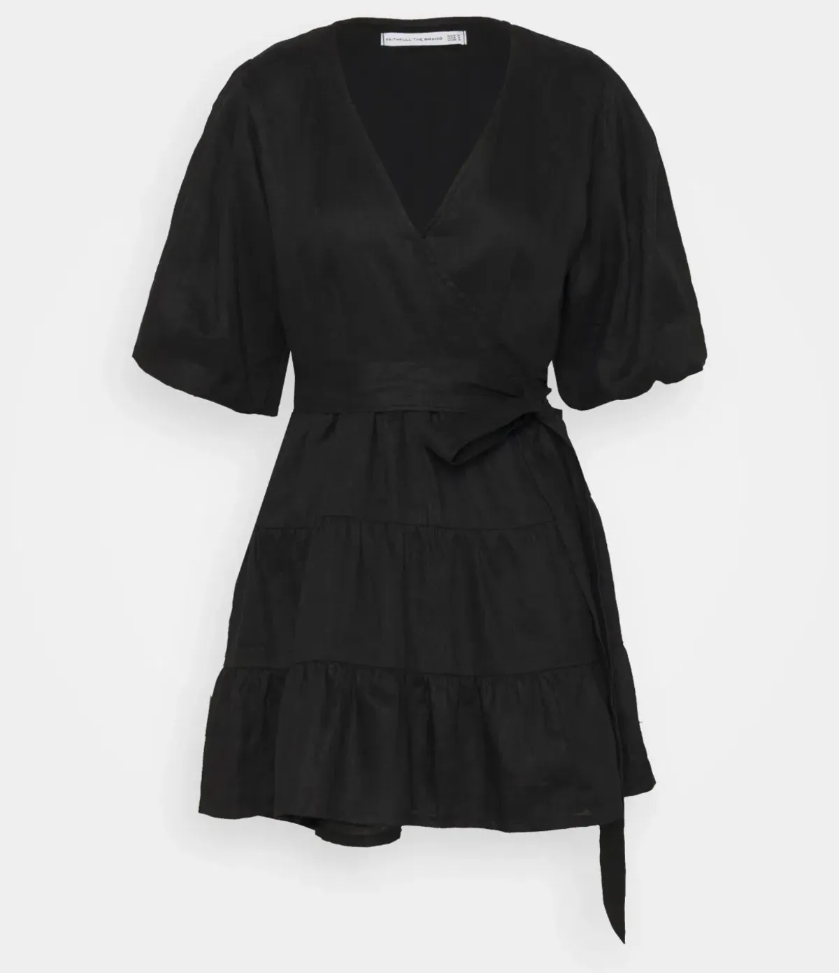 Faithfull the Brand Rooney Wrap Mini Dress Black Size 8  - Image 2